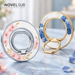 NOVELSUB Sublimation Blank Magnetic Ring Holder Made of  Metal & PC | Custom DIY 360 Degree Rotation Gold & Silver Magnetic Ring Holder |  58*58*5mm Mobile Phone Accessory