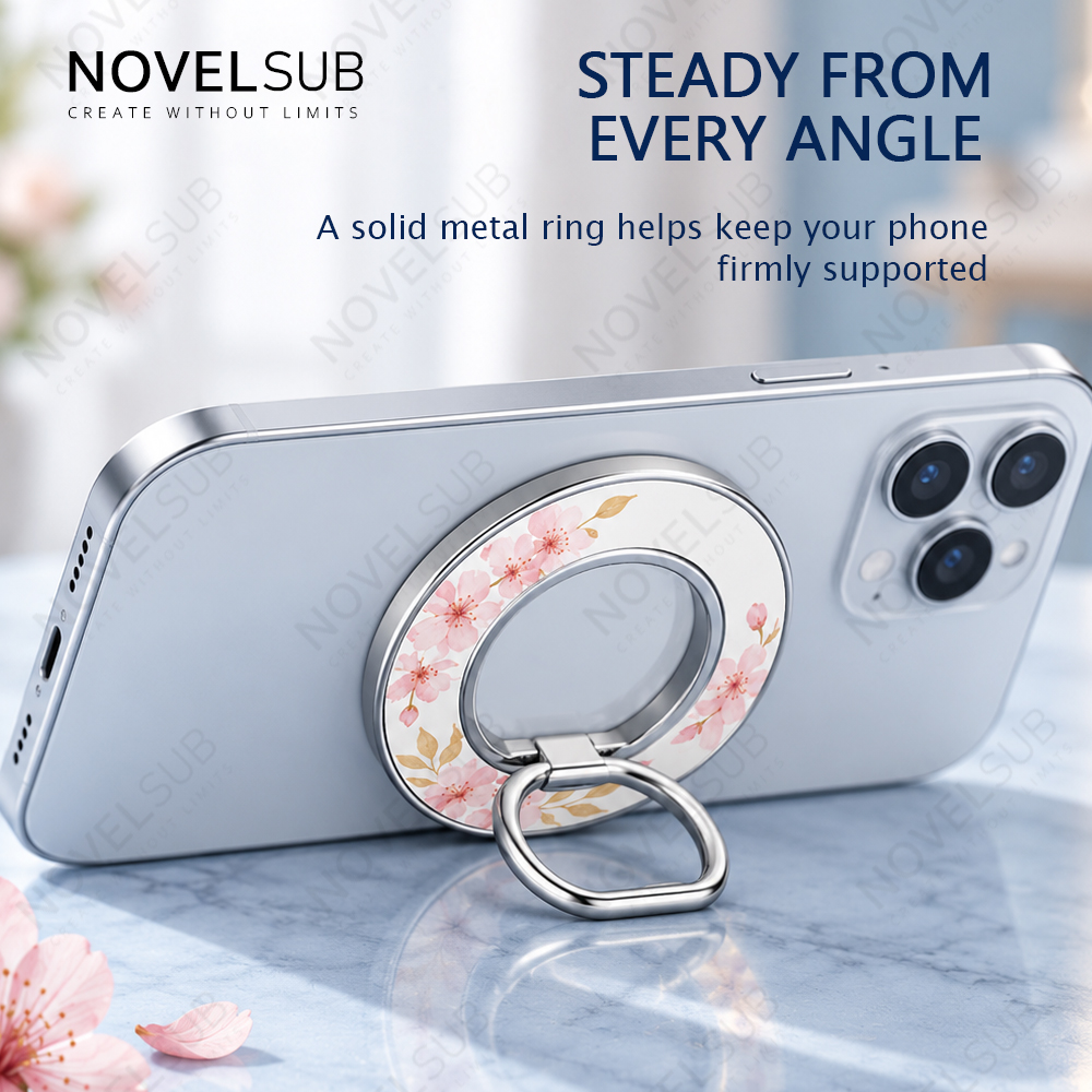 NOVELSUB Sublimation Blank Magnetic Ring Holder Made of  Metal & PC | Custom DIY 360 Degree Rotation Gold & Silver Magnetic Ring Holder |  58*58*5mm Mobile Phone Accessory