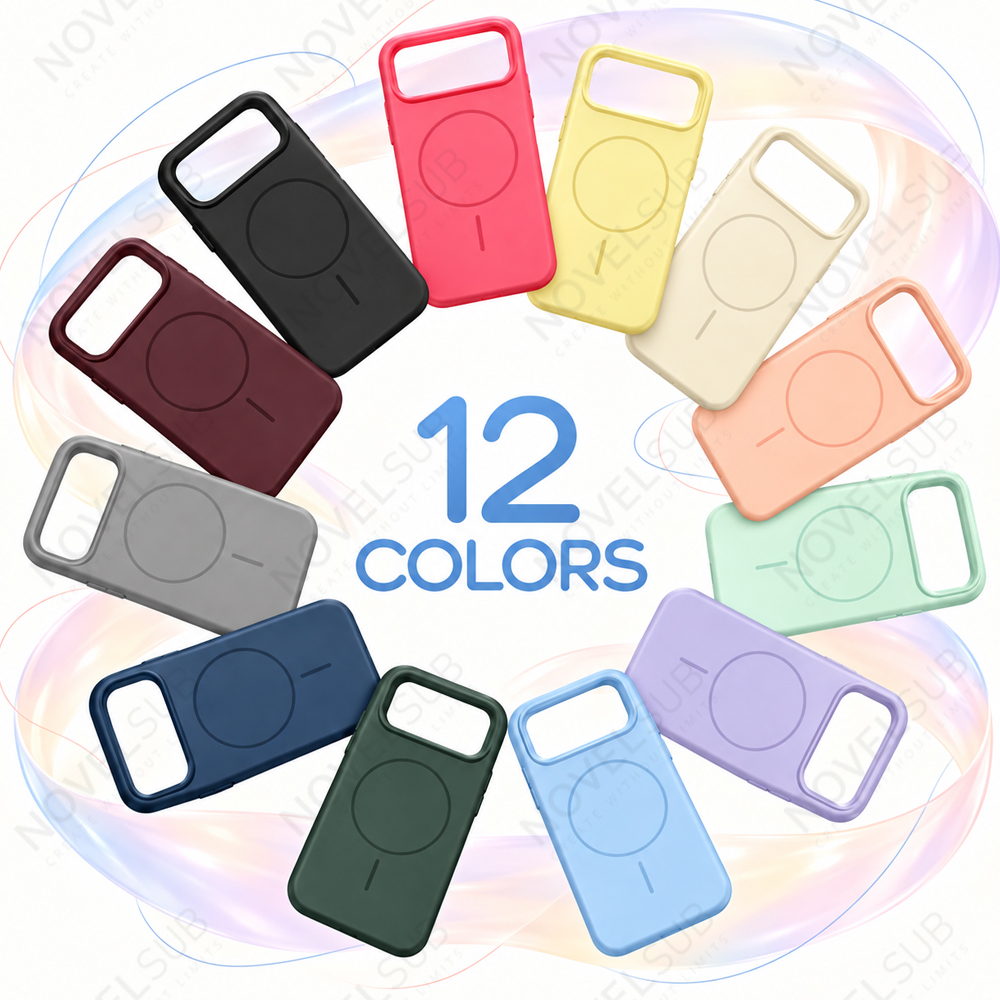 NOVELSUB New Fashion Coloful Soft Silicone Magnetic Phone Cases for iphone 15-17 Series | Ready to Use Phone Cases With Inner Lining & Magnetic Grip