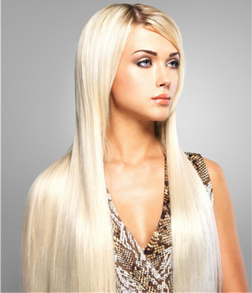 Platinum Blonde #60 Clip in Extension Hair Extensions Clip in Human Hair 