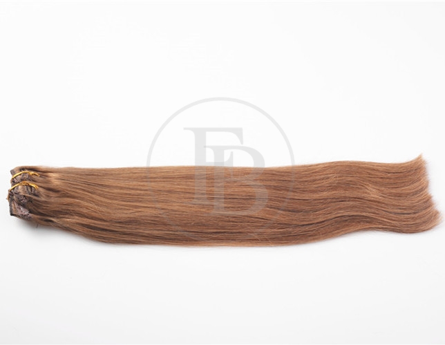 Medium Golden Brown #8 Clip on Human Hair Extensions 