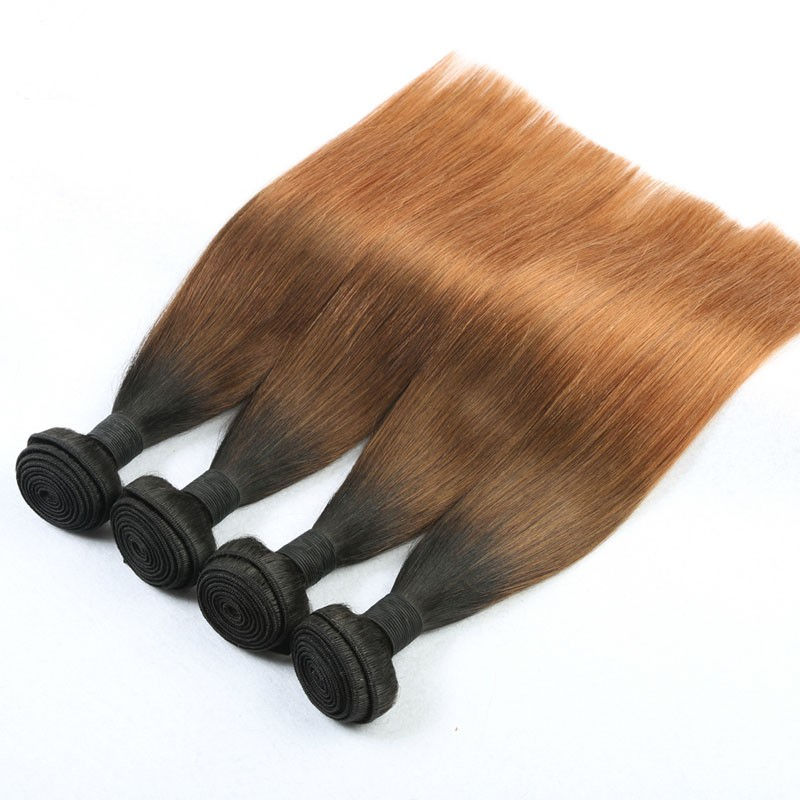 Ombre 1B/4/30 Hair Extensions Straight Brazilian hair Human Hair Weave Bundles 3Tone