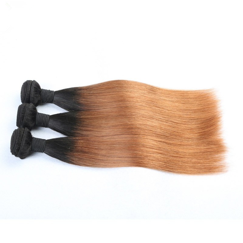 Ombre 1B/30 Straight Human Hair Weave Bundles 2 Tone Color Hair Wefts