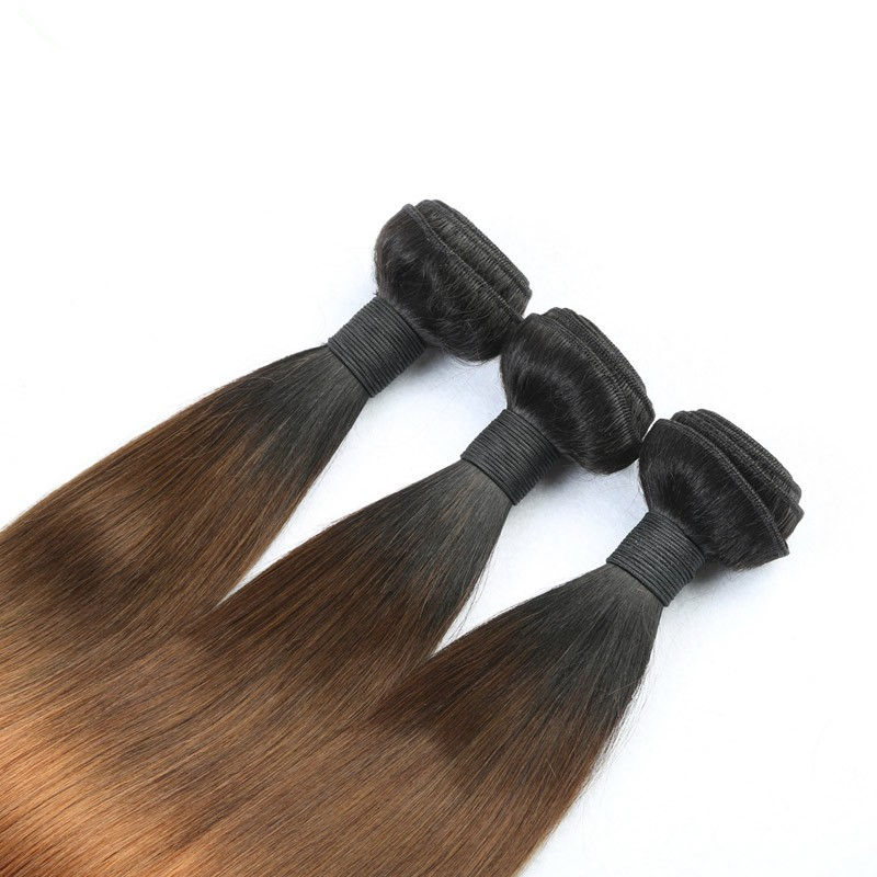 Ombre 1B/4/30 Hair Extensions Straight Brazilian hair Human Hair Weave Bundles 3Tone