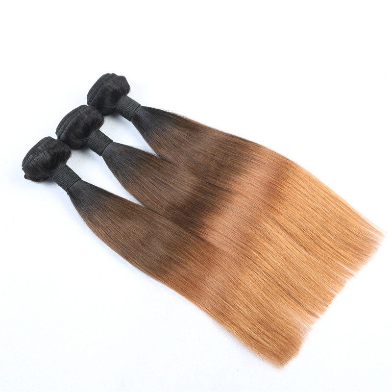 Ombre 1B/4/30 Hair Extensions Straight Brazilian hair Human Hair Weave Bundles 3Tone