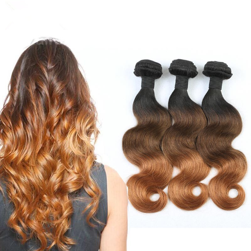 Ombre 1B/4/30 Hair Extensions Body Wave Brazilian hair Human Hair Weave Bundles 3Tone
