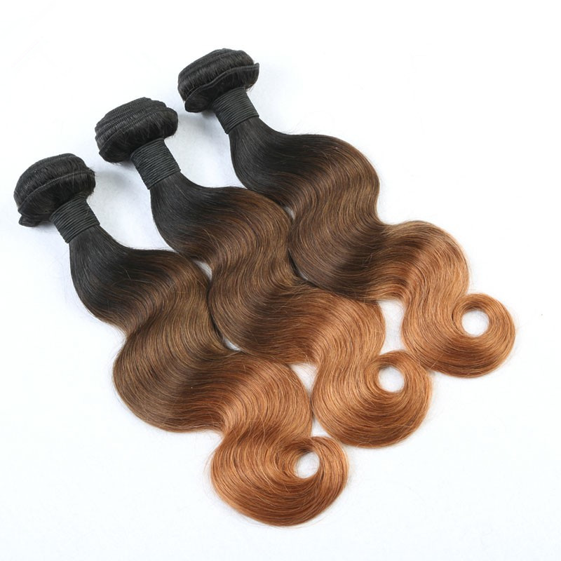 Ombre 1B/4/30 Hair Extensions Body Wave Brazilian hair Human Hair Weave Bundles 3Tone