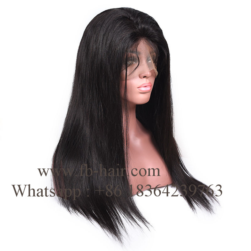 Full Lace Human Hair Wig with Baby Hair Free Part Natural Color