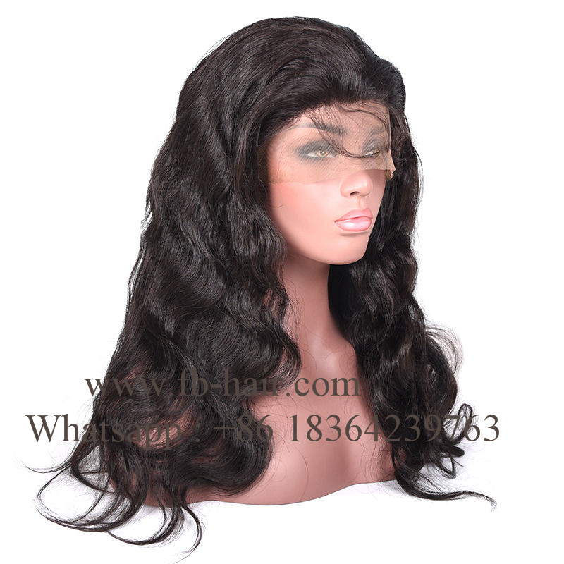 Full Lace Human Hair Wig with Baby Hair Free Part Natural Color