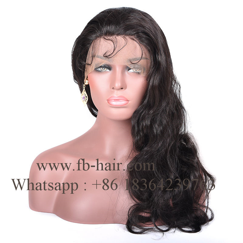 Full Lace Human Hair Wig with Baby Hair Free Part Natural Color
