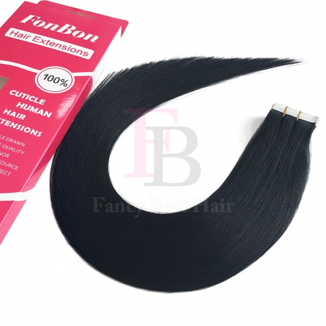 #1 Jet Black Tape in hair extensions 