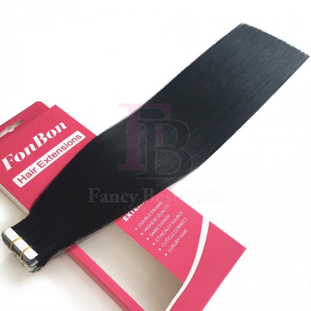 #1 Jet Black Tape in hair extensions 