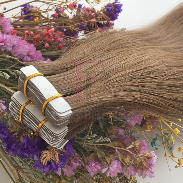 #8 Medium Golden Brown tape hair