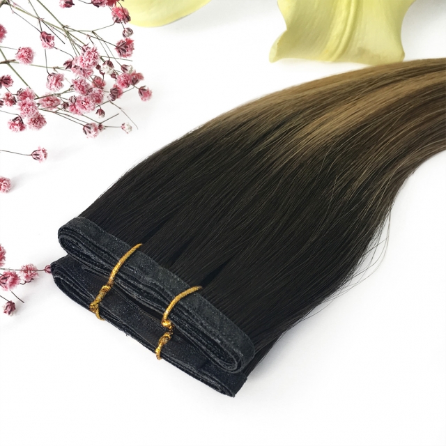 #T2-P4/27 Rooted Balayage Flat Weft Hair Extensions