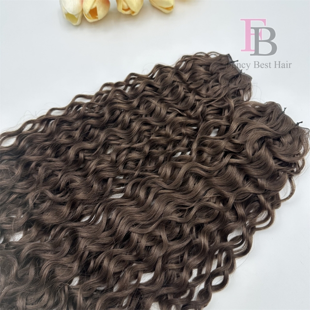 Curly --- #3 Dark Brown Hand Tied Weft