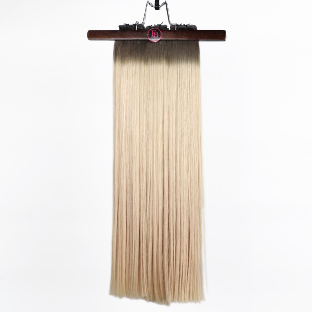 #T7-m60/ice Rooted Balayage Flat Weft Hair Extensions