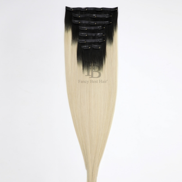 #T1B-M60/ice PU - Clip in Hair - Classic Range