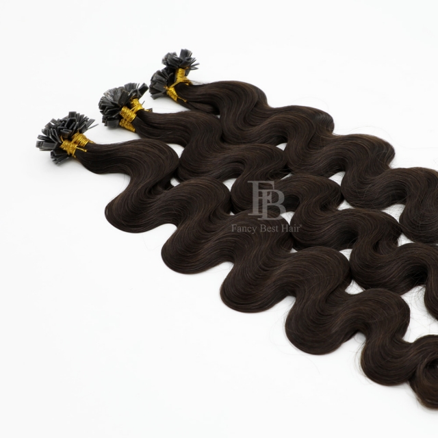 #2 Darkest Brown - Flat/K tip Hair - Body Wave