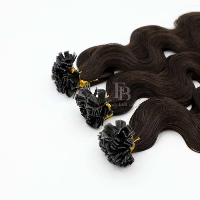 #2 Darkest Brown - Flat/K tip Hair - Body Wave