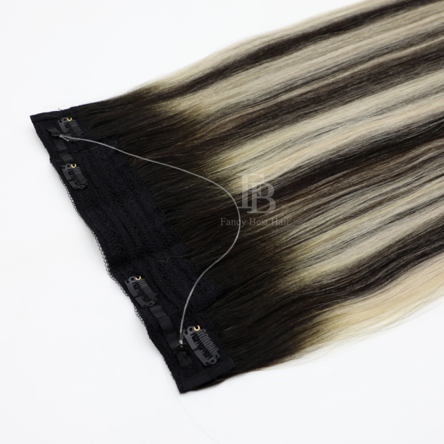 Rooted Balayage #T1B-1B/Silver  Halo Hair Extensions
