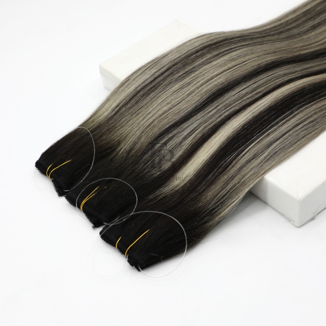Rooted Balayage #T1B-1B/Silver  Halo Hair Extensions