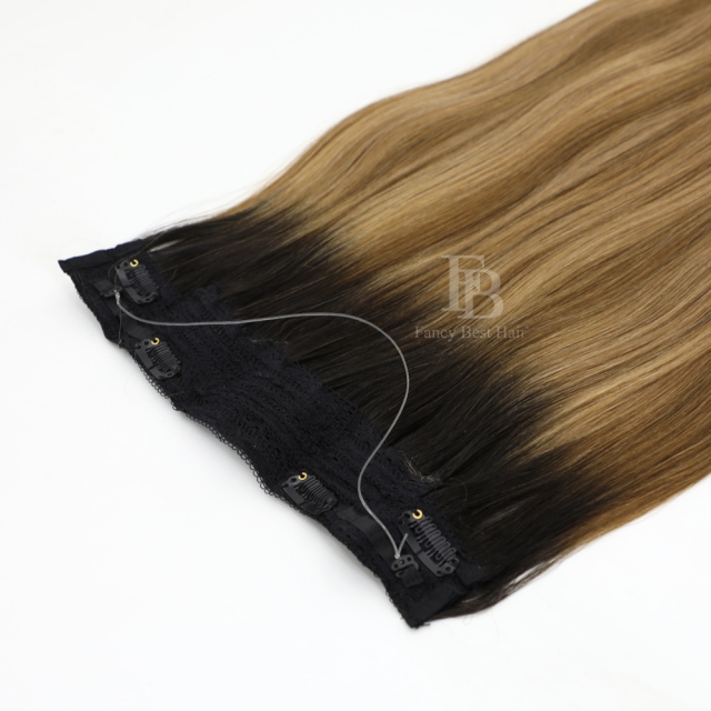 Rooted Balayage #T1B-6/12 Halo Hair Extensions
