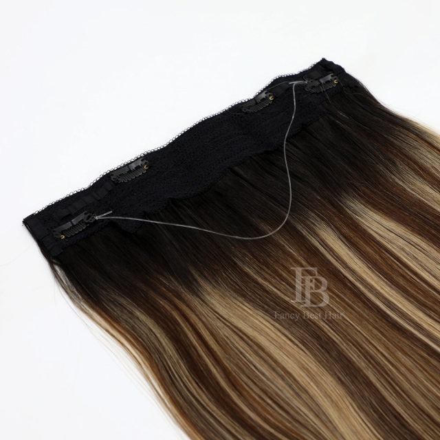 Rooted Balayage #T1B-3/27 Halo Hair Extensions