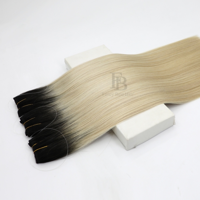 Rooted Balayage #T1B-M60/ice Halo Hair Extensions