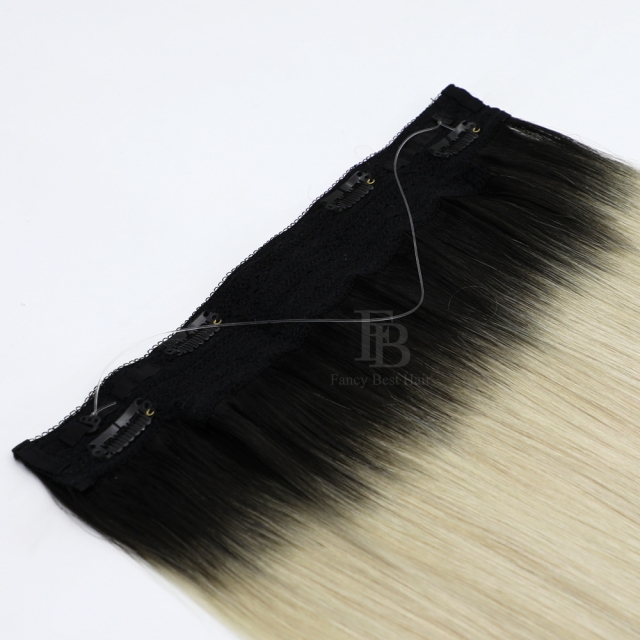 Rooted Balayage #T1B-M60/ice Halo Hair Extensions
