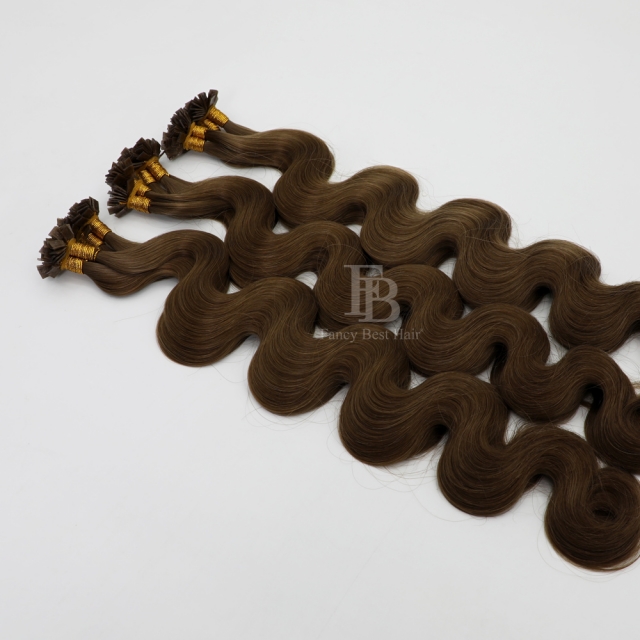 #6 Chocolate Brown - Flat/K tip Hair - Body Wave
