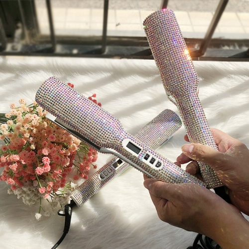 Wholesale 480F New Design Private Label Wide Plate Flat Iron Diamond Bling Hair Straightener can do dropshipping