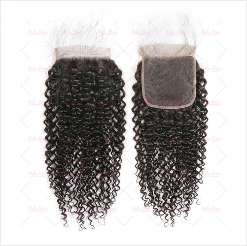 Wholesale Kinky Curly Unprocessed Virgin Human Hair HD 4x4 Lace closure  Human Hair With Baby Hair For Women Natural Color,can do dropshipping