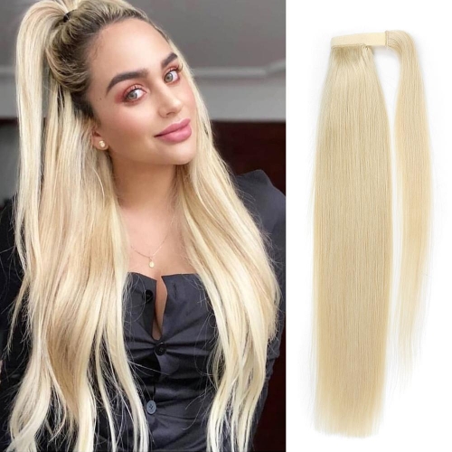 Wholesale 613# Long Straight Wrap Around High Sleek Ponytail With Natural Hair Clip Ponytail