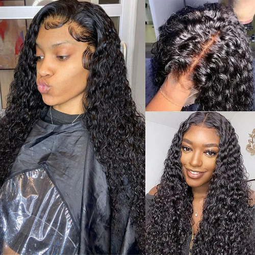 Wholesale Deep Curly 13*4 HD Front wig Unprocessed Virgin Human Hair With Baby Hair 200% Density Wigs(LFW30)