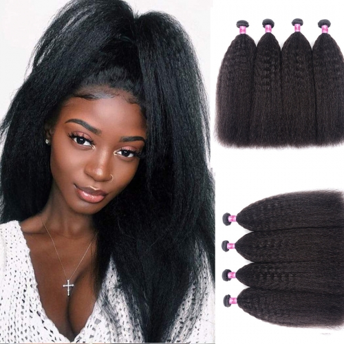 Wholesale Kinky Straight 4Bundles 12-30 Inches Human Hair Weave