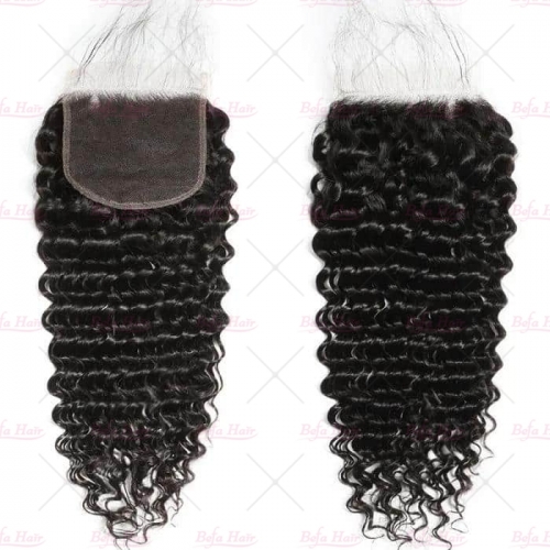 Wholesale 5x5 Free Part HD Lace Deep Wave Unprocessed Human Hair Closure 12-20 Inch,can do dropshipping