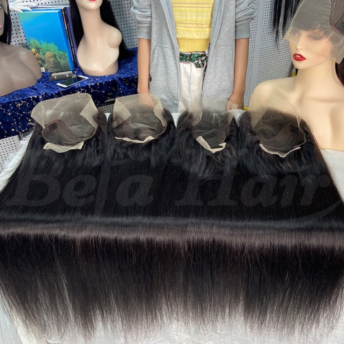 Wholesale Virgin Straight 13x4 Transparent Lace Frontal Wig Pre Plucked 200% Density Natural Black Virgin Human Hair Wigs