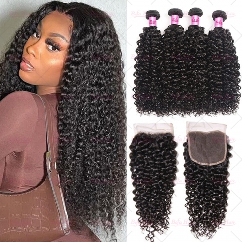 Wholesale Pre-plucked 4 Bundles Brazilian Deep Curly Hair With 5x5 Lace Closure,can do dropshipping
