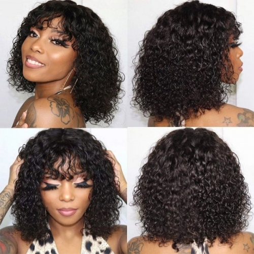 Wholesale Throw On&Go Easy Install Glueless Short Curly Wig with Bangs(BOB03)