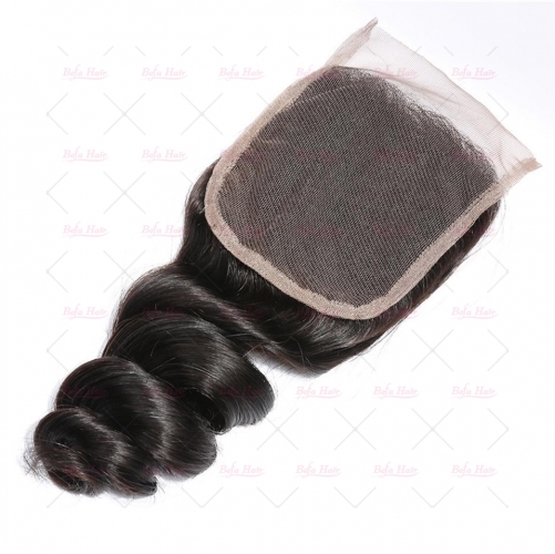 Wholesale Loose Wave 4*4 Lace Closure Pre Pluck  100% Virgin Human Hair High Quality