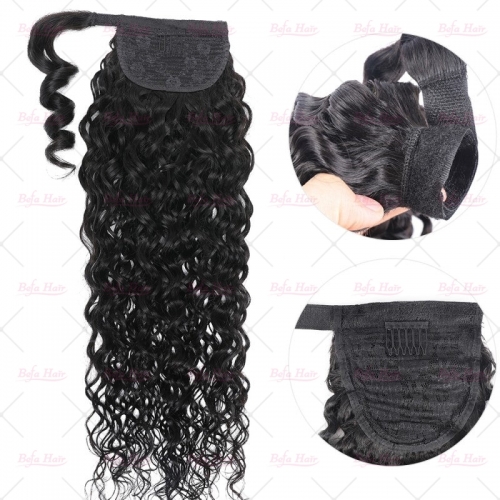 Wholesale Clip in Ponytail Hair Extension Kinky Curly Real Hair Wrap Around Ponytail Black Hair High Ponytail