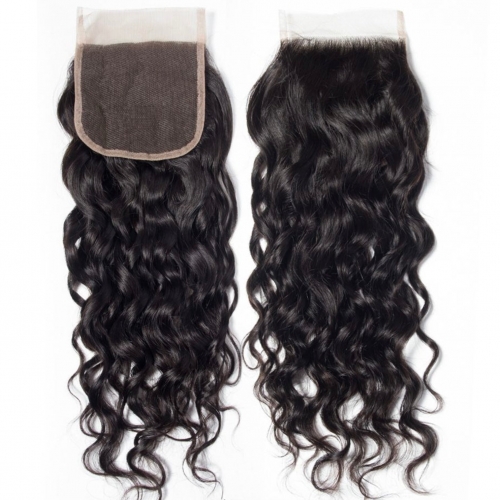 Wholesale Water Wave 4*4 Lace Closure Pre Pluck  100% Virgin Human Hair High Quality,can do dropshipping