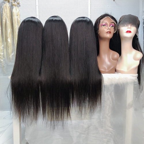 Wholesale  Straight 4x4 Lace Closure Pre Plucked 200% Density Natural Black Virgin Human Hair Wigs