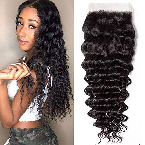 Wholesale 4x4 Unprocessed Virgin Human Hair Deep Curly Transparent Lace Closure,can do dropshipping