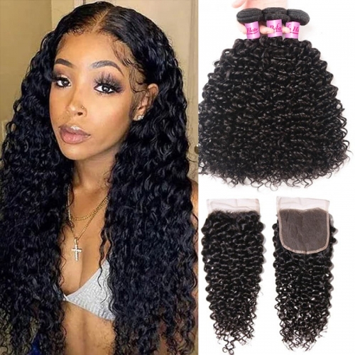 Wholesale Pre-plucked 3 Bundles Brazilian Jerry Curly Hair With 6x6 Lace Closure,can do dropshipping