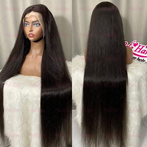 Wholesale Straight 13*4 HD Frontal Natural Black 200% Density Virgin Human Hair With Baby Hair