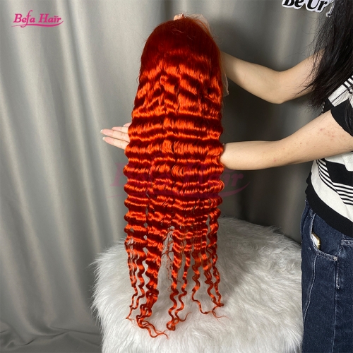 Wholesale Ginger Color Deep Wave 13x4 Lace Front 180% Density Human Hair Wigs