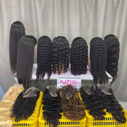 Wholesale Virgin Deep Wave 13x6 HD Lace Frontal Wig Pre Plucked 200% Density Natural Black Virgin Human Hair Wigs(LFW30)