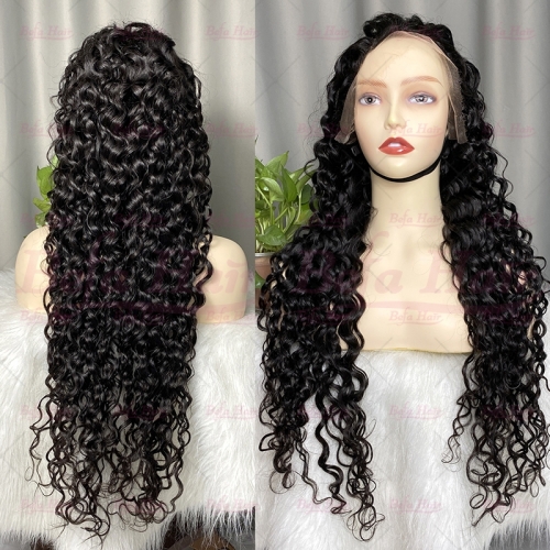 Wholesale Virgin Water Wave 13x6 HD Lace Frontal Wig Pre Plucked 180% Density Natural (LFW30)Black Virgin Human Hair Wigs