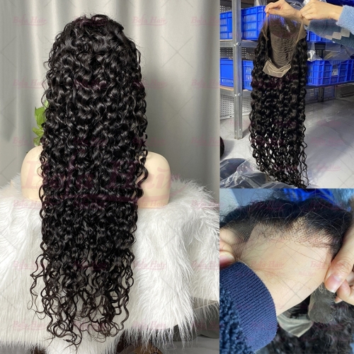 Wholesale Water Wave 13*4 HD Frontal Virgin Human Hair With Baby Hair 200% Density Natural Color Wigs